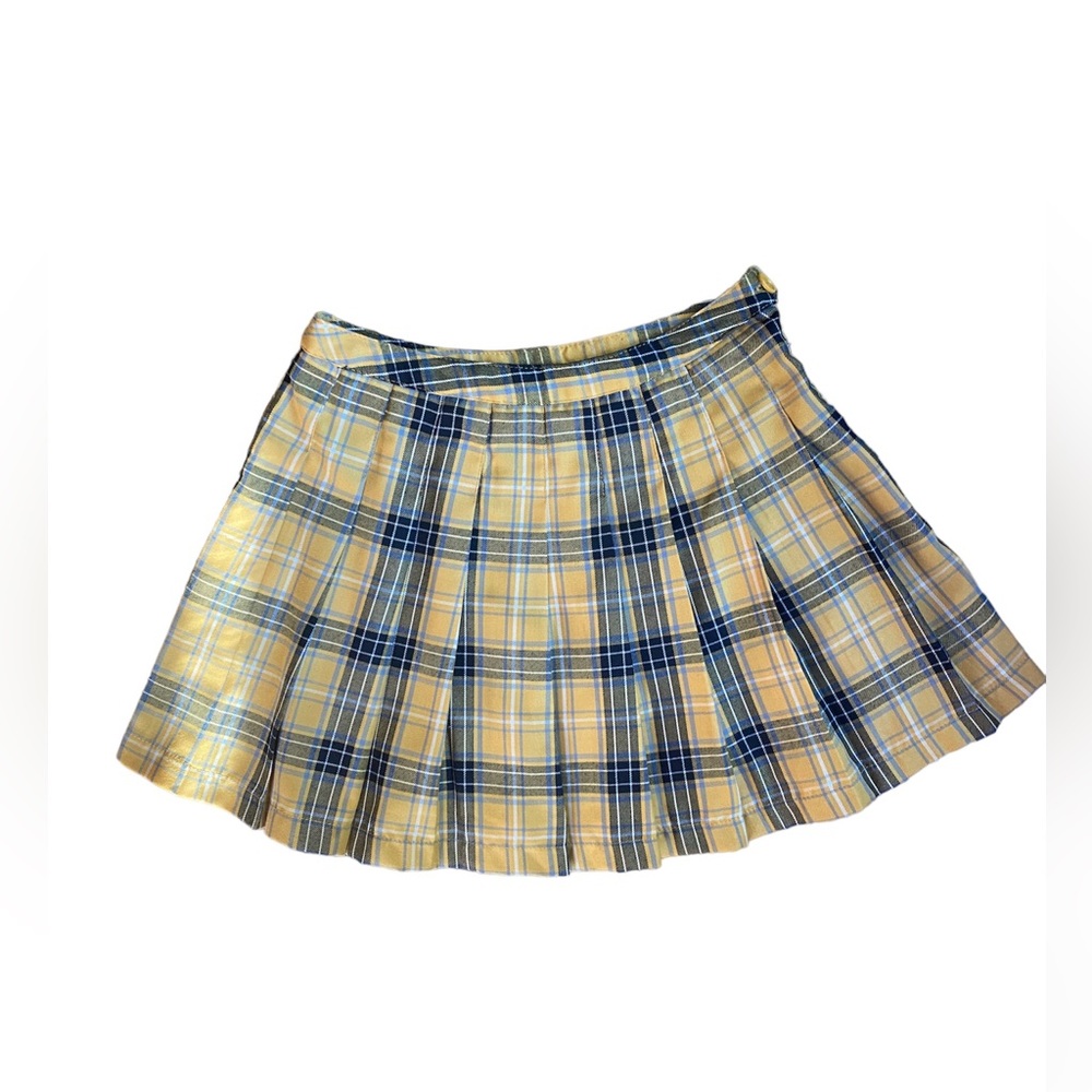 Forever 21 Gold Plaid Side Zip Y2K Style Mini Skirt